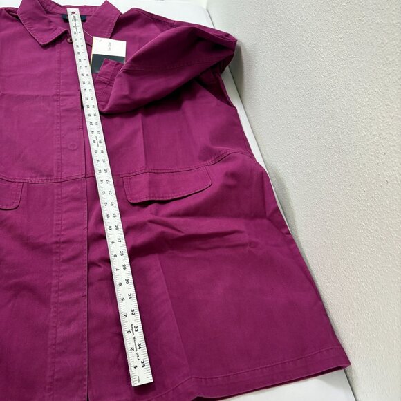 Denim & Co Button Front Trench Coat Size 2X Purple Long Sleeve A100855 NWT - Picture 12 of 13